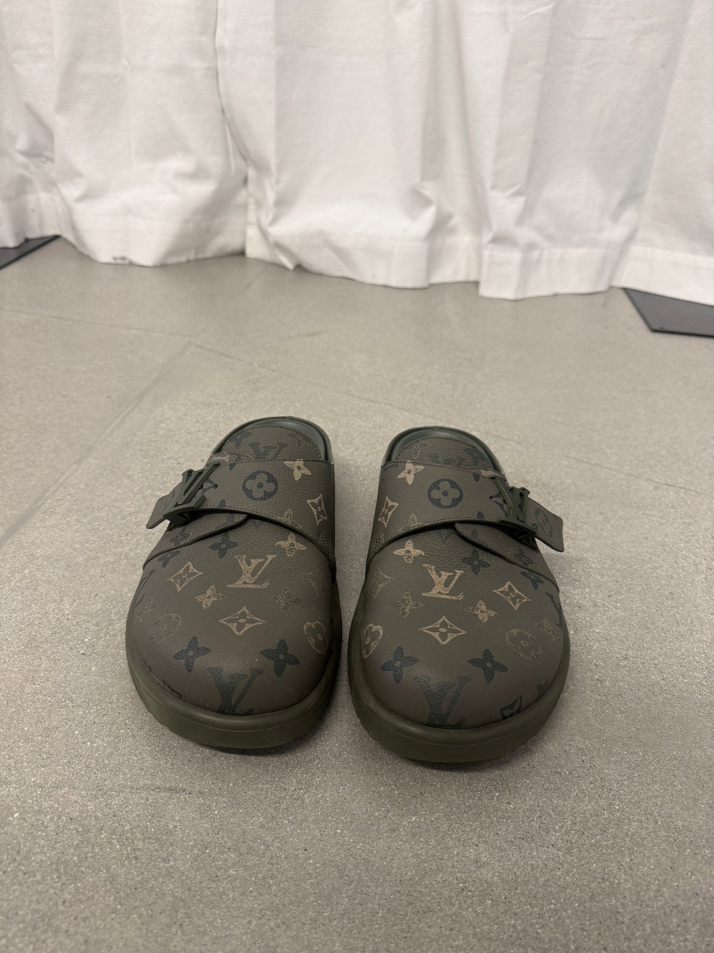 Louis Vuitton Khaki Green Easy Mule