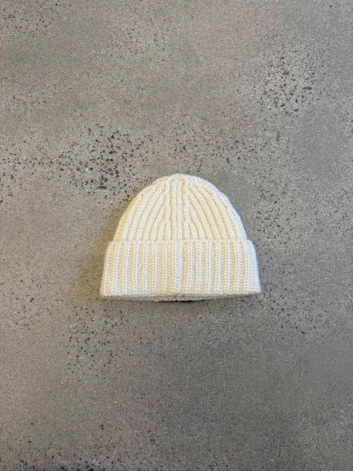 Chanel Cream CC Square Emblem Ribbed Knit Cashmere Beanie