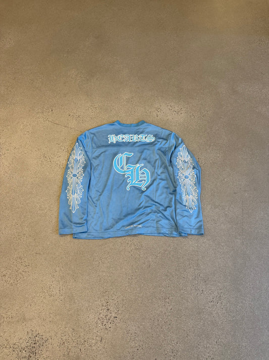 Chrome Hearts Blue Longsleeve Floral Mesh Jersey