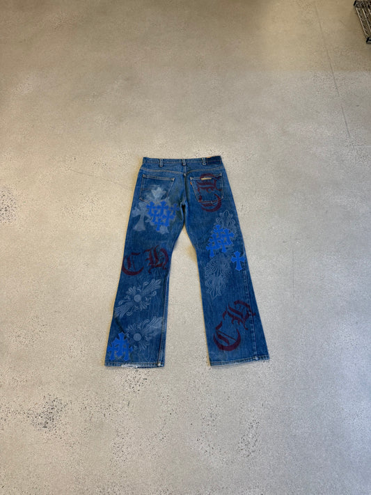 Chrome Hearts Levi's Stencil Cross Patch Jeans