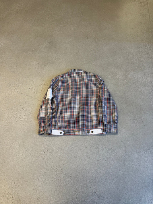 Chrome Hearts Quilted Plaid White Leather Triple Cross Patch Jacket