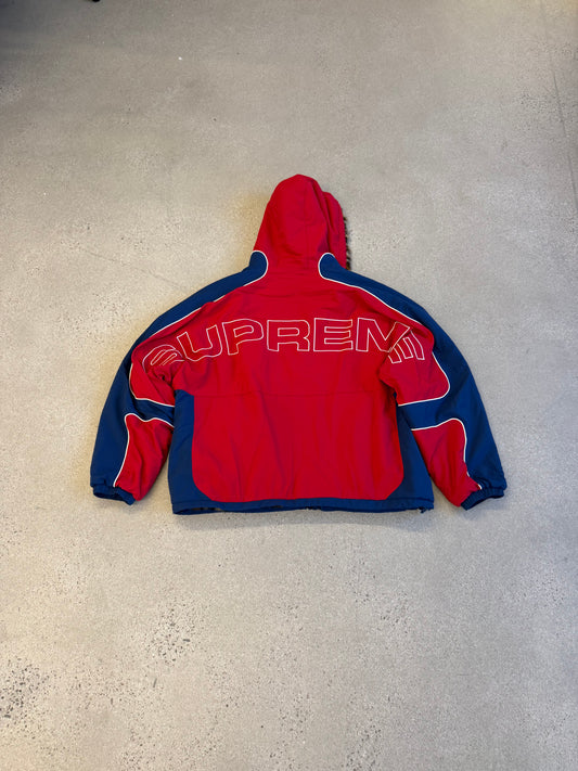 Supreme Red Faux Fur Reversible Hooded Track Jacket