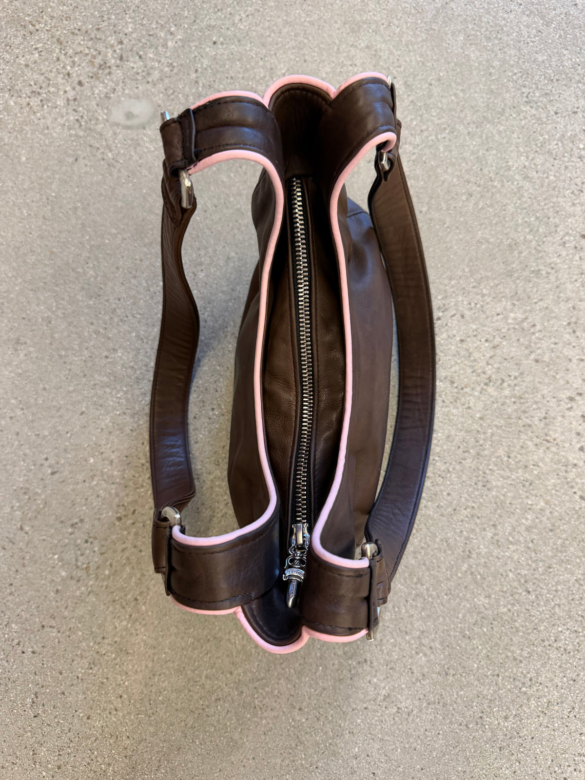 Chrome Hearts Pink Brown Shoulder Strap Hobo Bag