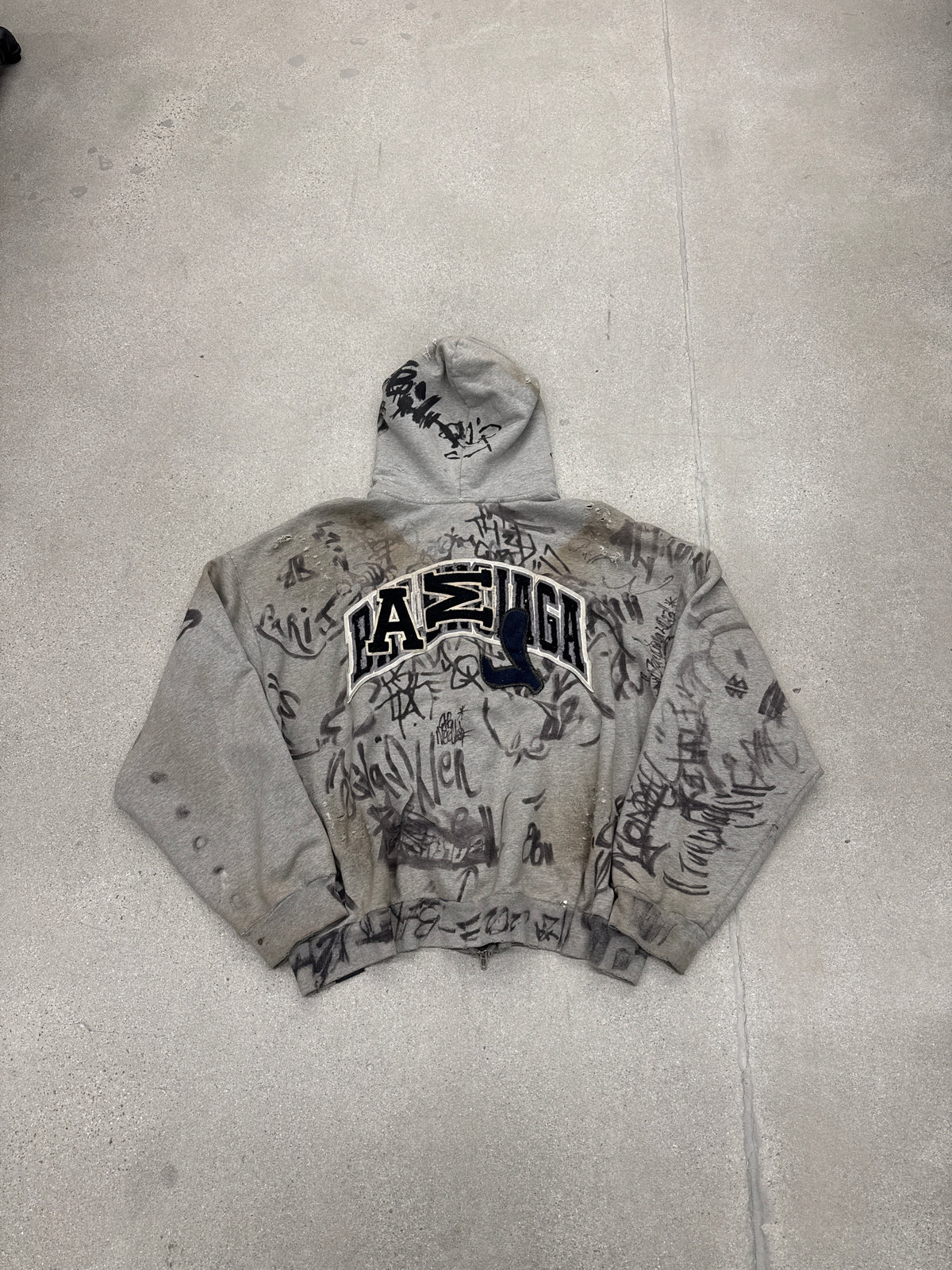 Balenciaga Gray Skater Graffiti Zipup