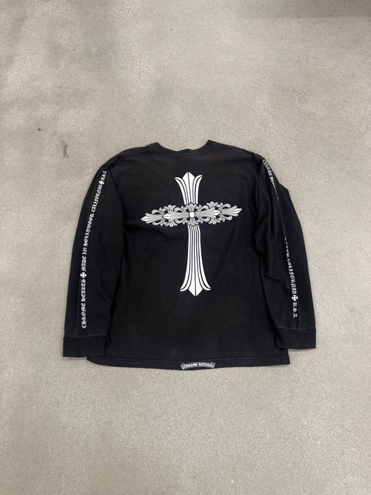 Chrome Hearts Vintage Double Floral Cross Vertical Logo Longsleeve