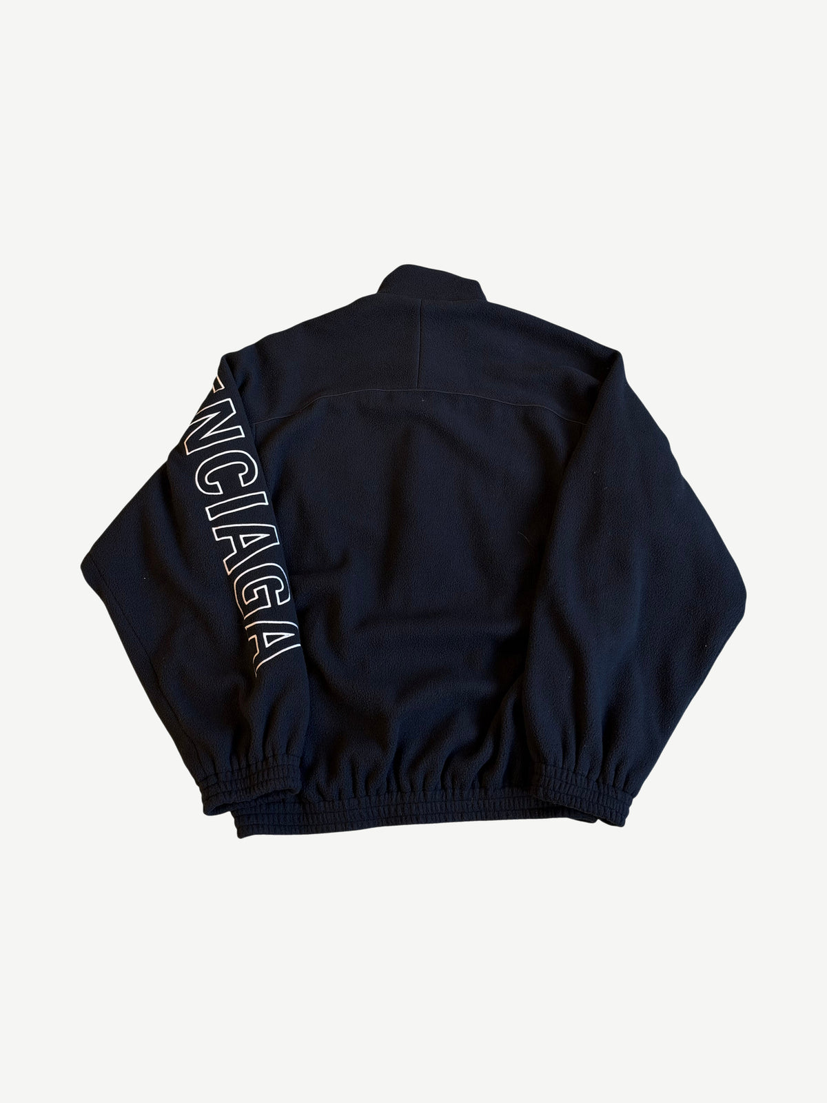 Balenciaga Black Outline Logo Double Brushed Fleece Track Jacket