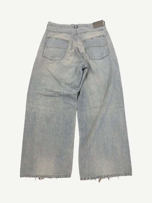Balenciaga Light Blue Casual Faded Wide Leg Jeans