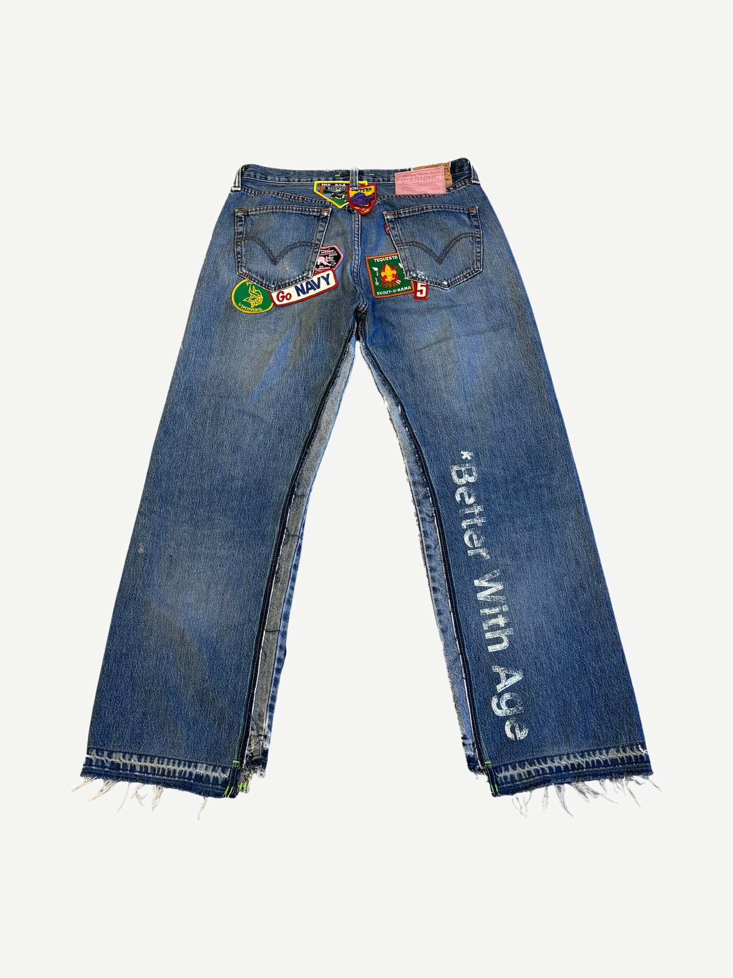 Better With Age Indigo Gentlemen's Reworked Patch Denim Jeans