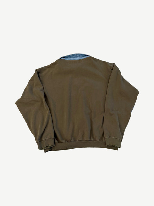 Cactus Plant Flea Market CPFM Olive Green Flash Denim Half Zip Fleece