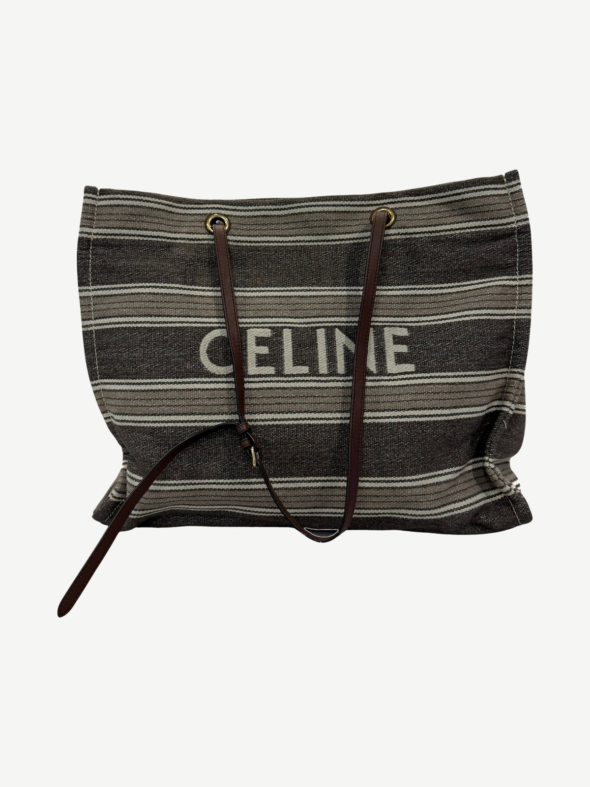 Celine Striped Jacquard Cabas Tote Bag