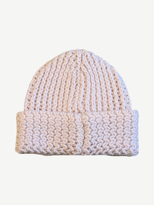 Chanel Light Pink Ecru Crocheted CC Cashmere Beanie