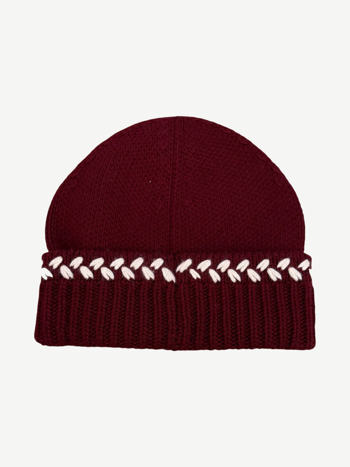 Chanel Maroon CC Embroidered Cashmere Beanie