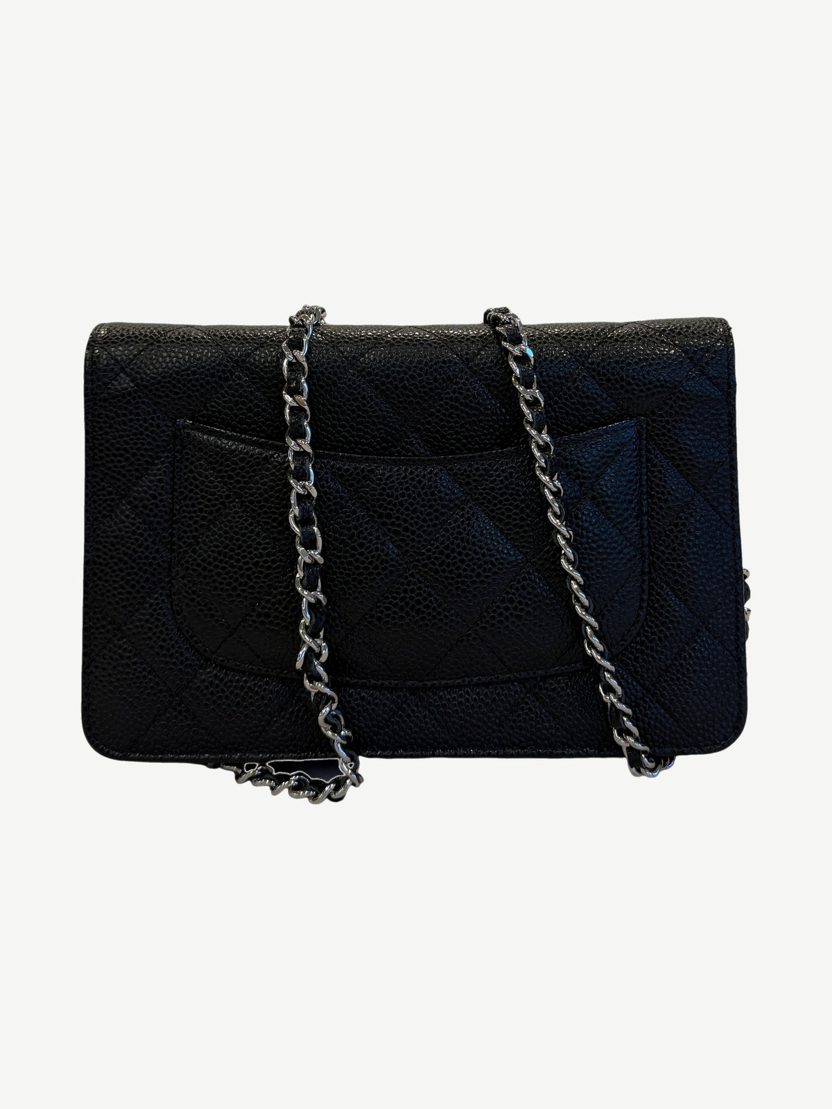 Chanel Black Caviar Quilted Mini Wallet On Chain WOC Bag