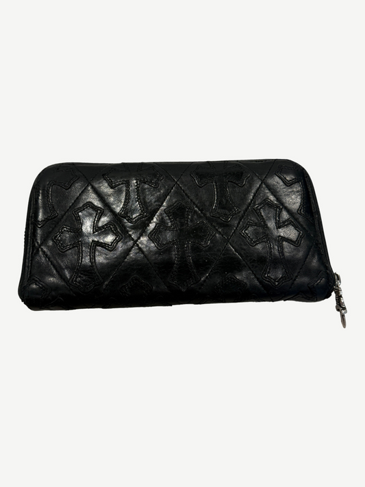 Chrome Hearts Black Flooded Cemetery Cross Long Wallet