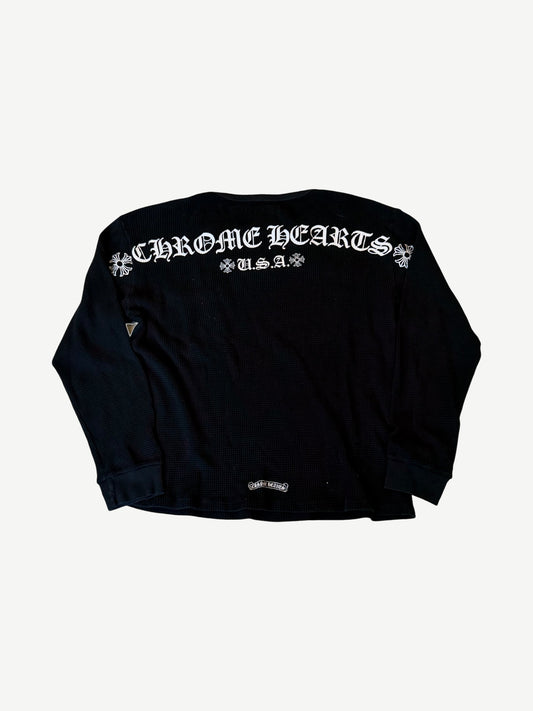 Chrome Hearts Black Floral USA Thermal Longsleeve