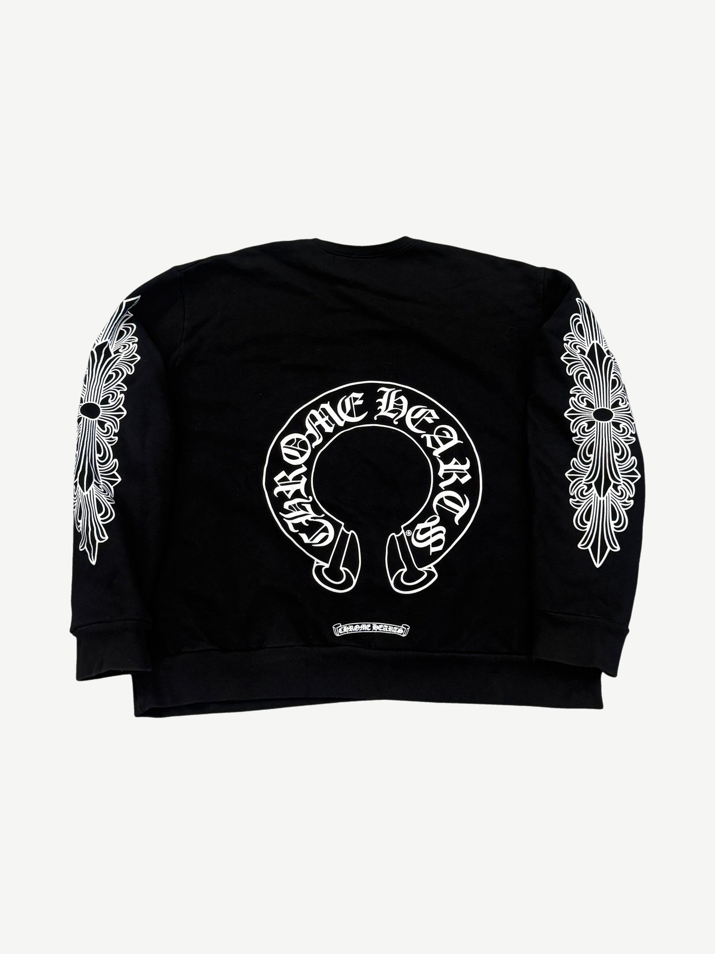 Chrome Hearts Black Horseshoe Floral Crewneck