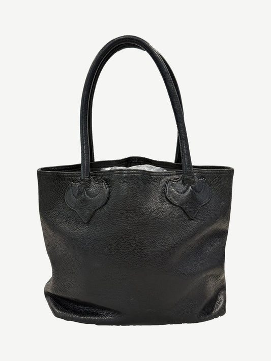 Chrome Hearts Black Leather Cross Tote Bag