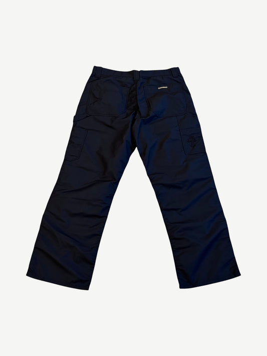 Chrome Hearts Black Leather Nylon Double Knee Carpenter Pants
