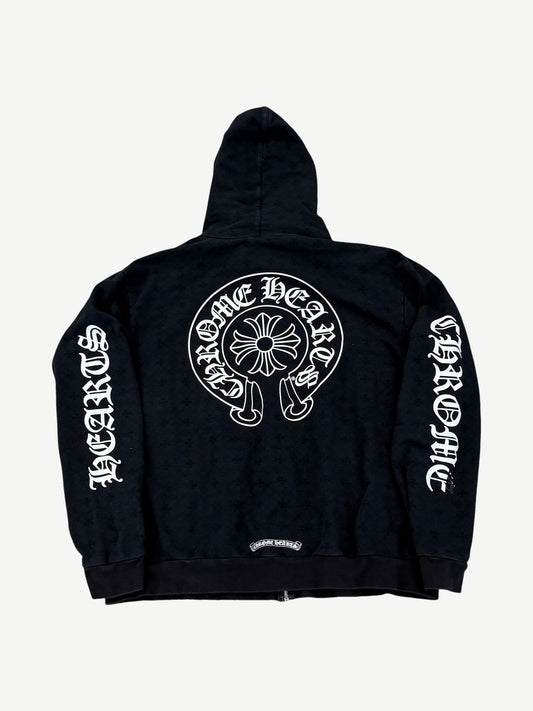 Chrome Hearts Black Monogram Print Horseshoe Zipup