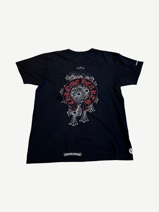 Chrome Hearts Black Red Horseshoe Cemetery Cross Tee