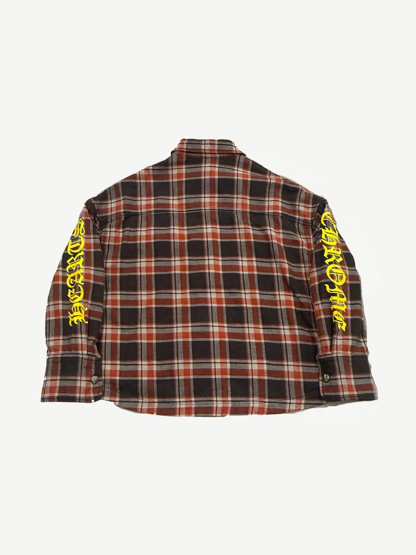 Chrome Hearts Black Red Plaid Cropped Flannel Shirt
