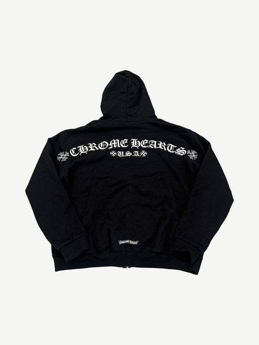 Chrome Hearts Black T-Bar Back Logo Thermal Zipup