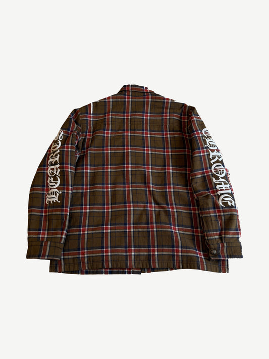 Chrome Hearts Brown Quilted Padded Flannel Shirt