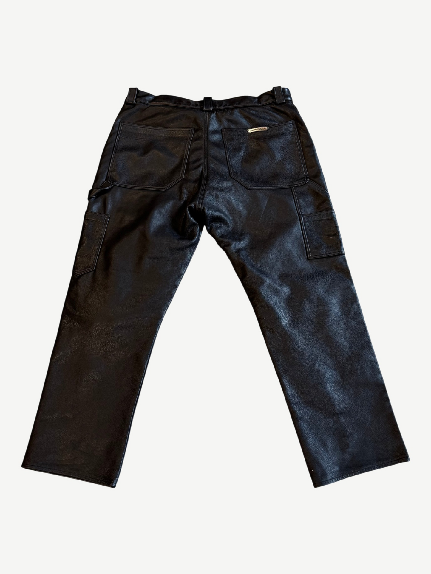 Chrome Hearts Fleur Knee Leather Carpenter Pants