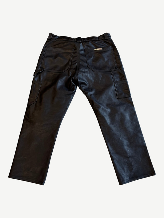 Chrome Hearts Fleur Knee Leather Carpenter Pants