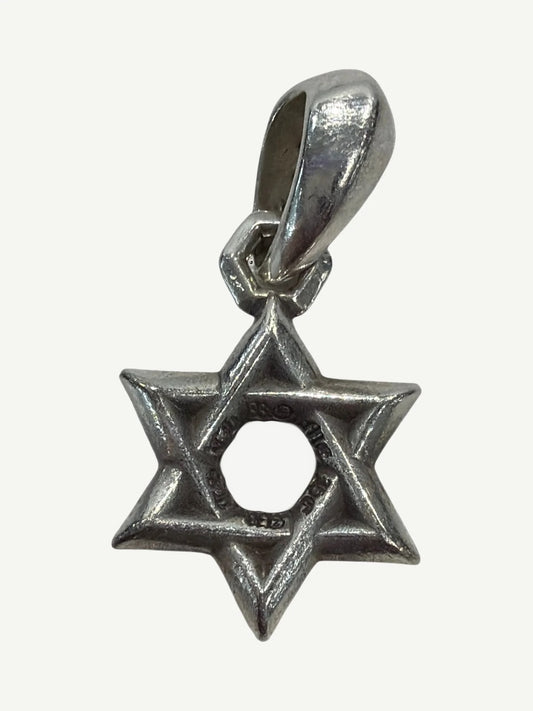 Chrome Hearts Star of David pendant back view in sterling silver with 925 stamp and Magen David form