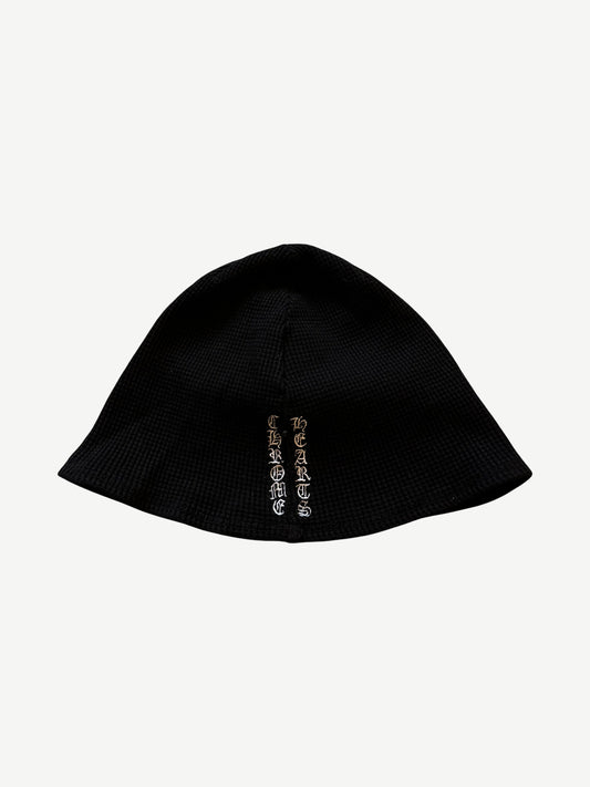Chrome Hearts Vintage Black Cross Skully Thermal Beanie