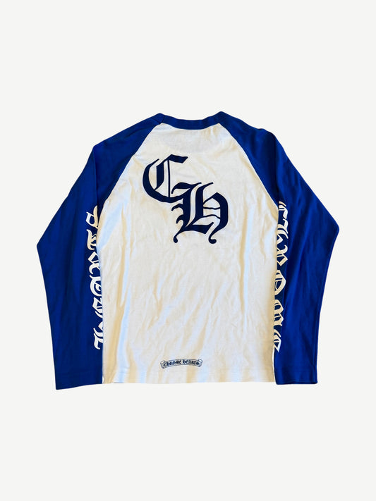 Chrome Hearts White Blue Horseshoe Baseball Tee
