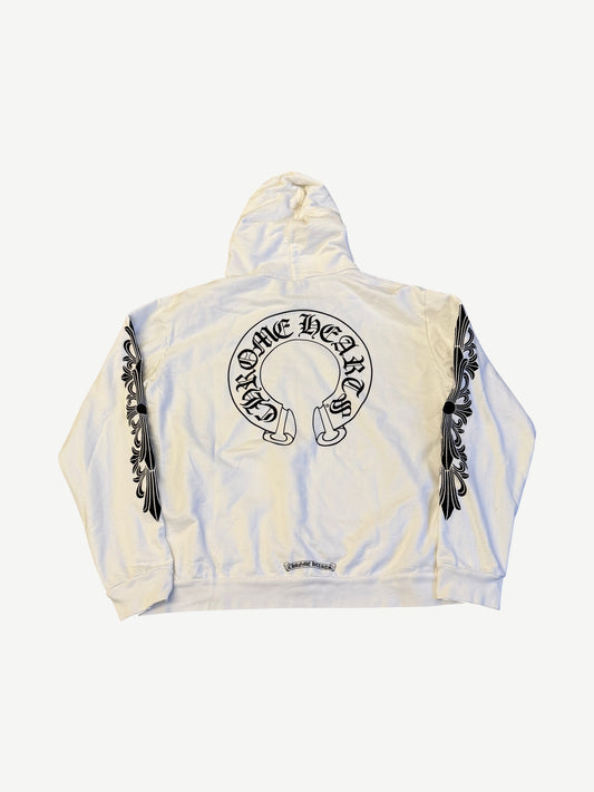 Chrome Hearts White Horseshoe Floral Zipup