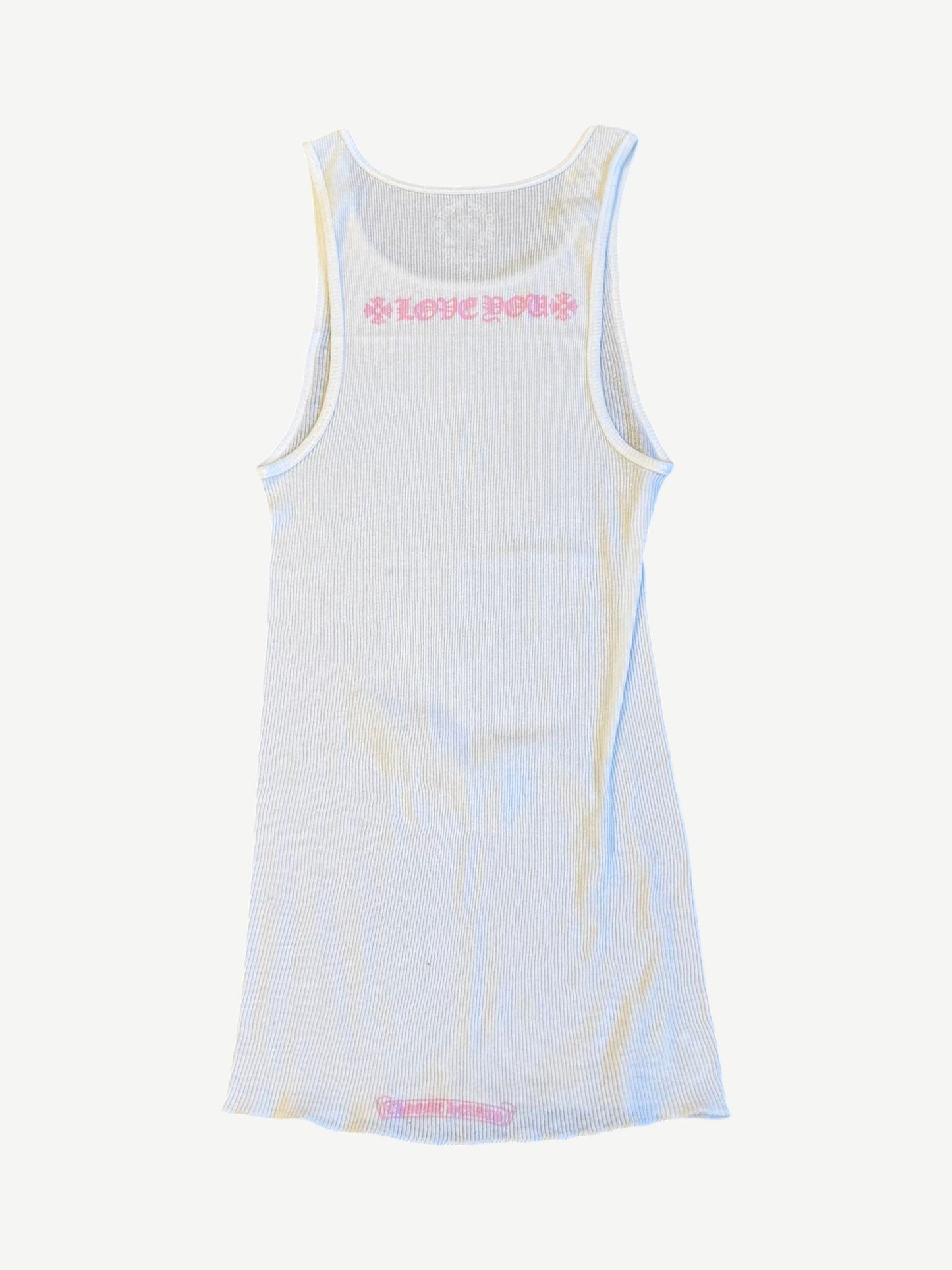 Chrome Hearts White Pink Love You Tank Top