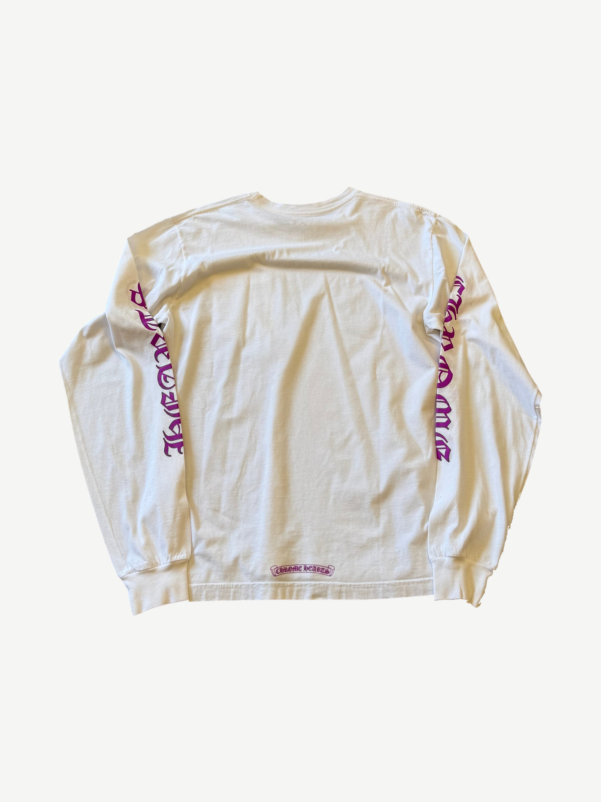 Chrome Hearts White Purple Neck Logo Longsleeve