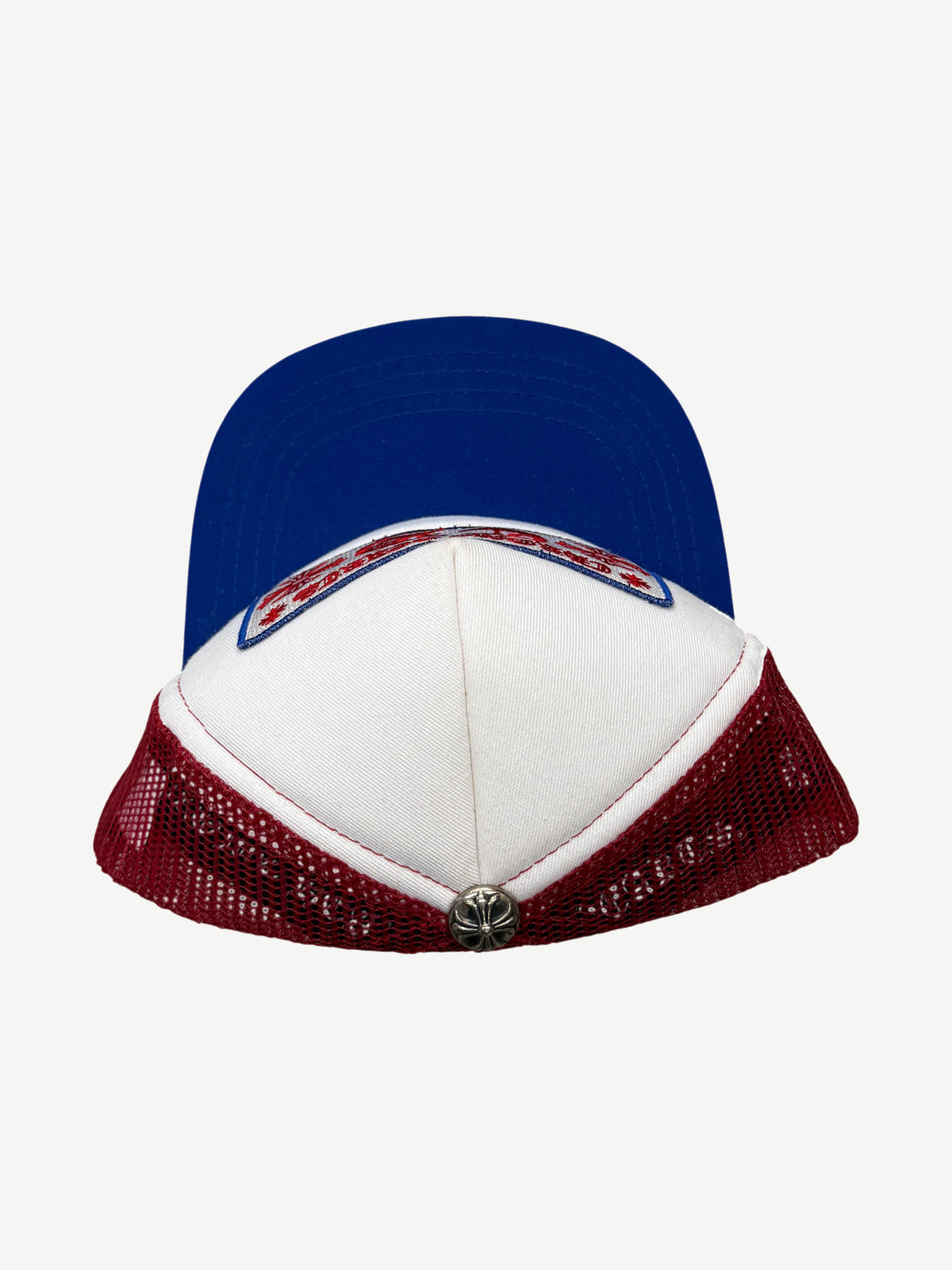 Chrome Hearts White Red Blue CH Hollywood Trucker Hat