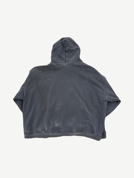 Enfants Riches Deprimes gray logo hoodie back view showing oversized boxy fit and tonal back panel.
