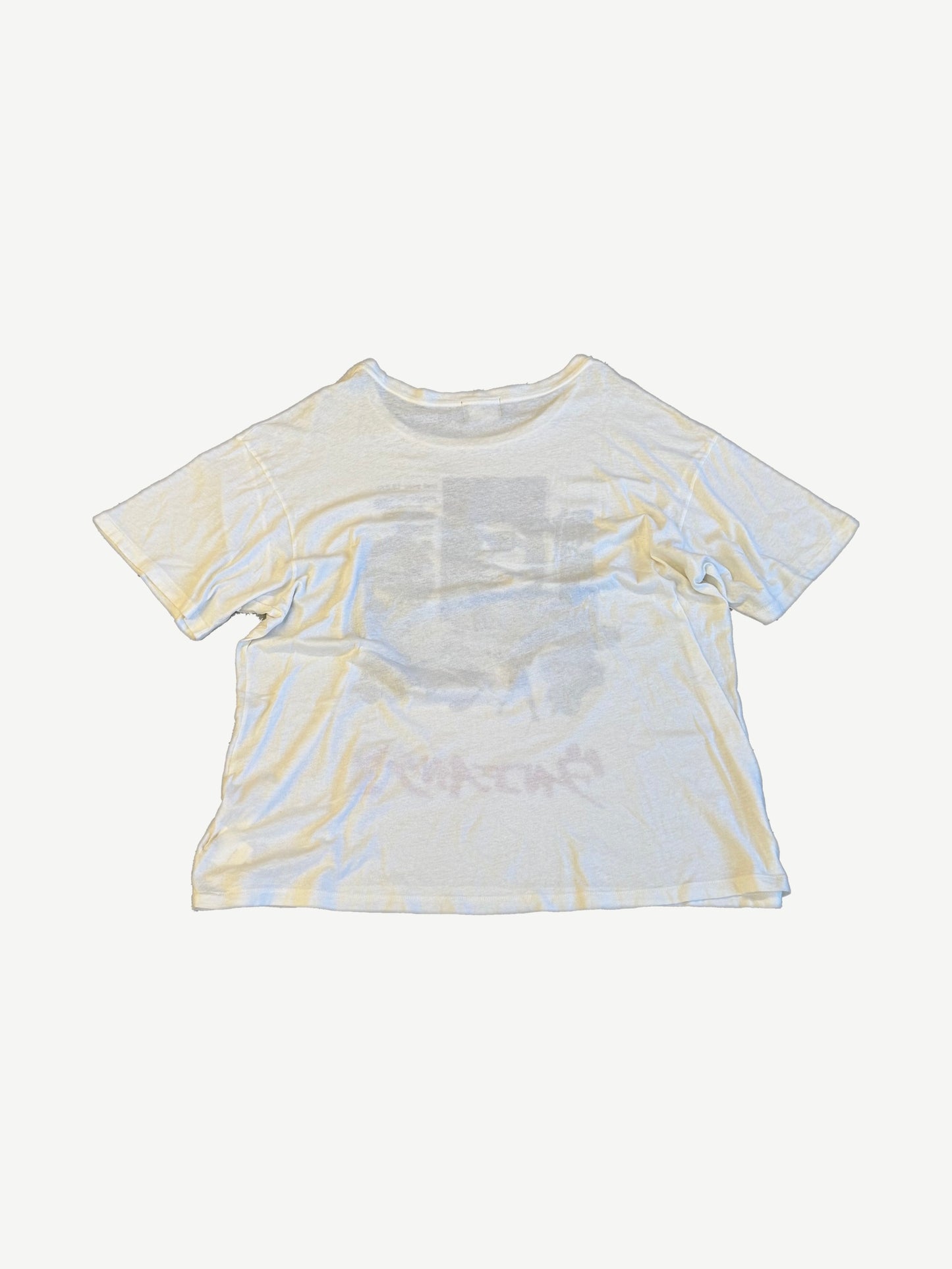 Enfants Riches Deprimes Vacation tee back view in sheer white cotton showing translucent print bleed.