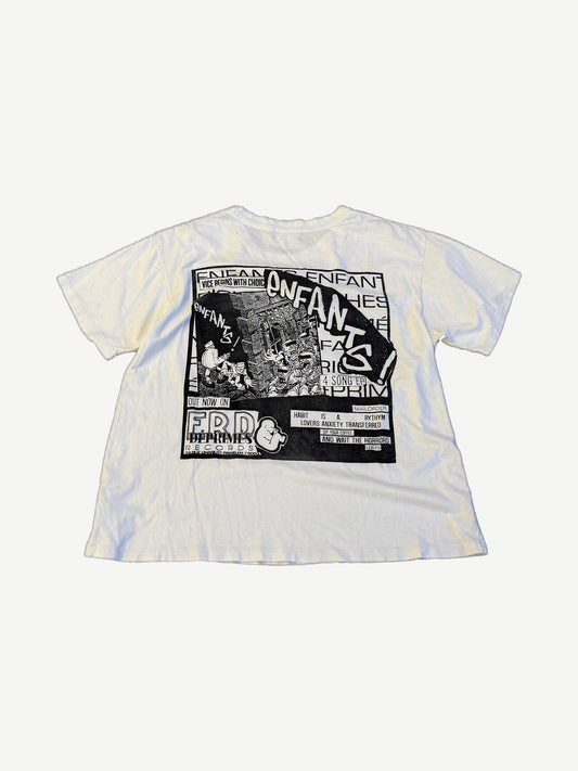 Enfants Riches Deprimes white records tee back, large flyer-style ERD Records collage graphic