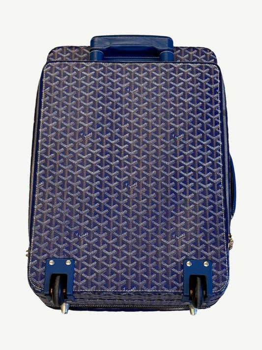 Goyard Navy Goyardine Trolley PM Suitcase