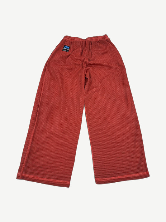 GV Gallery Raspberry Hills red mesh sweatpants back view with small blue RH logo tab