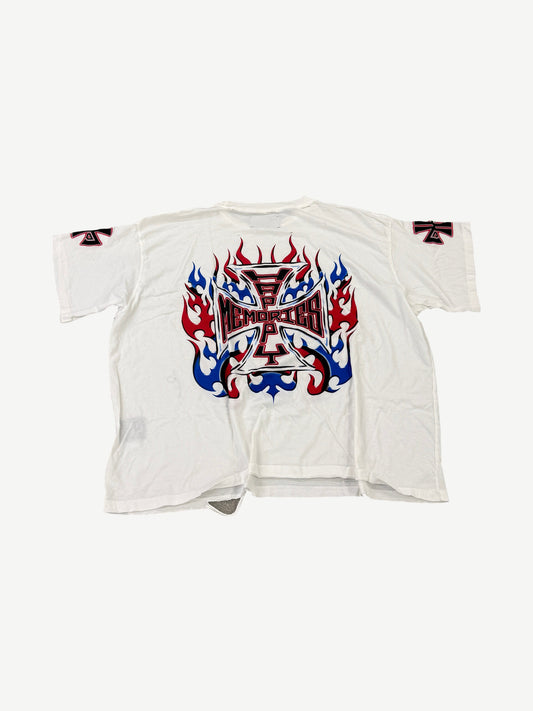 Happy Memories Don't Die HMDD White 4th Of July Chopper Tee