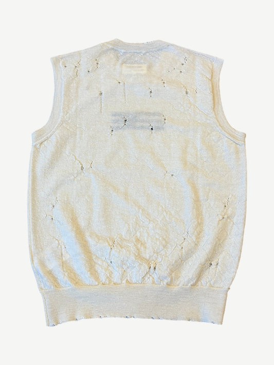 Maison Margiela MM6 Off White Distressed Knit Cutoff Vest