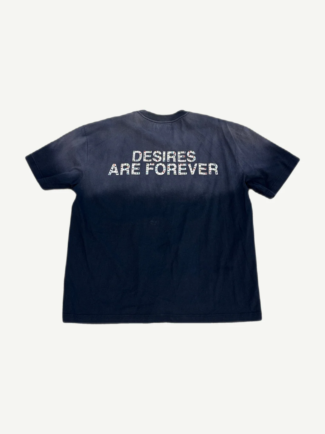 Matiere de Desirs navy diamonds tee back view, plain navy cotton with relaxed shoulders and tagless neckline.