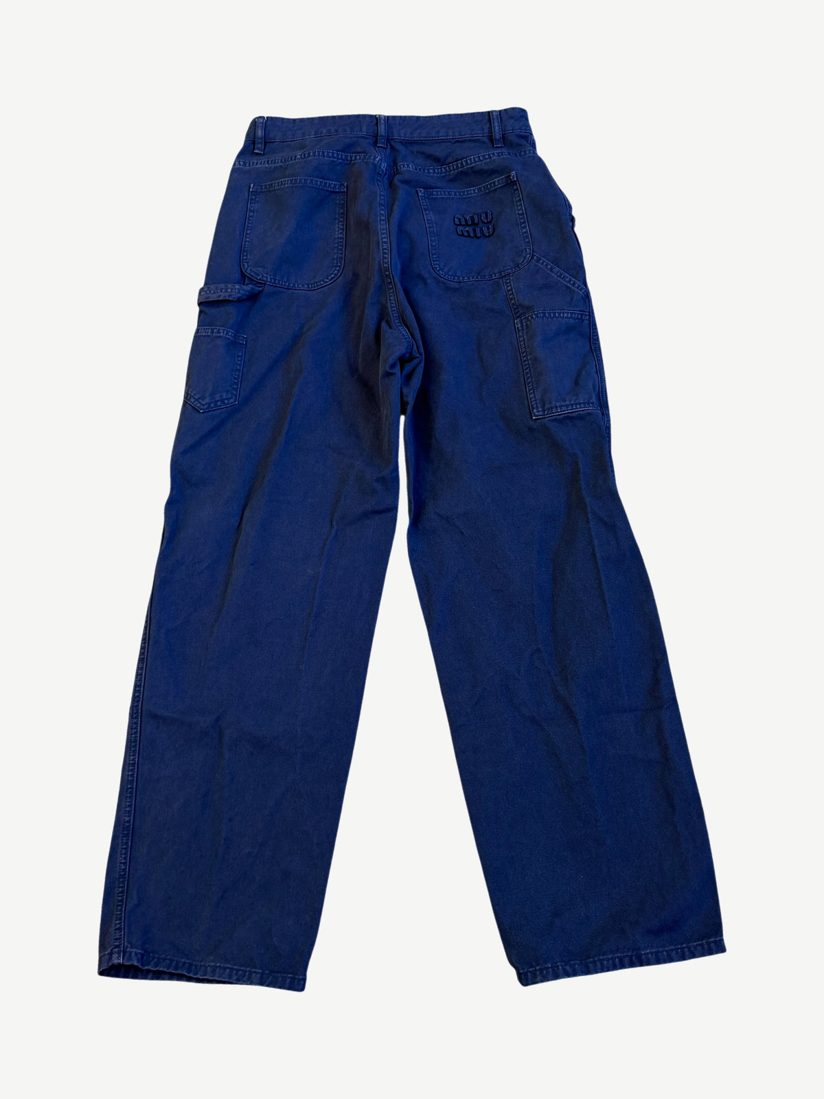 Miu Miu Navy Garment-Dyed Work Gabardine Pants