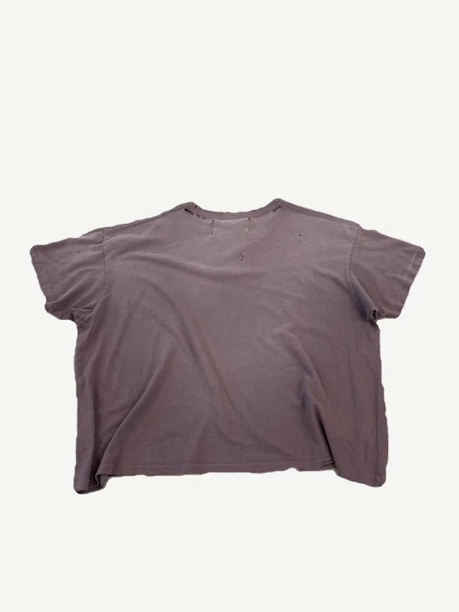 Paly Hollywood brown cotton tee back view with clean blank back panel and ribbed crewneck.