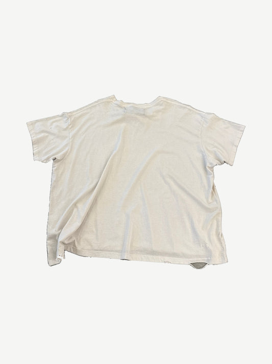 Paly Hollywood Fame is a Vampire tee plain off-white distressed back view with vintage worn finish