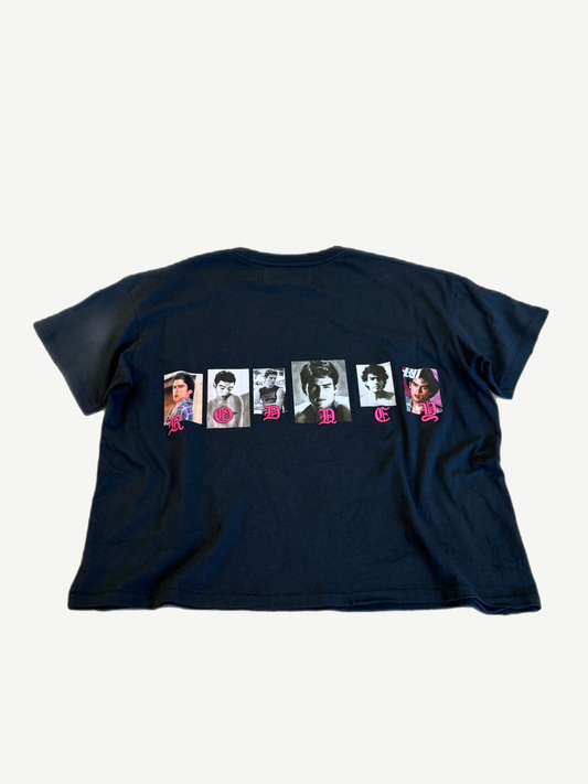 Paly Hollywood navy tee back with Rodney portrait photo letter blocks in pink across shoulders