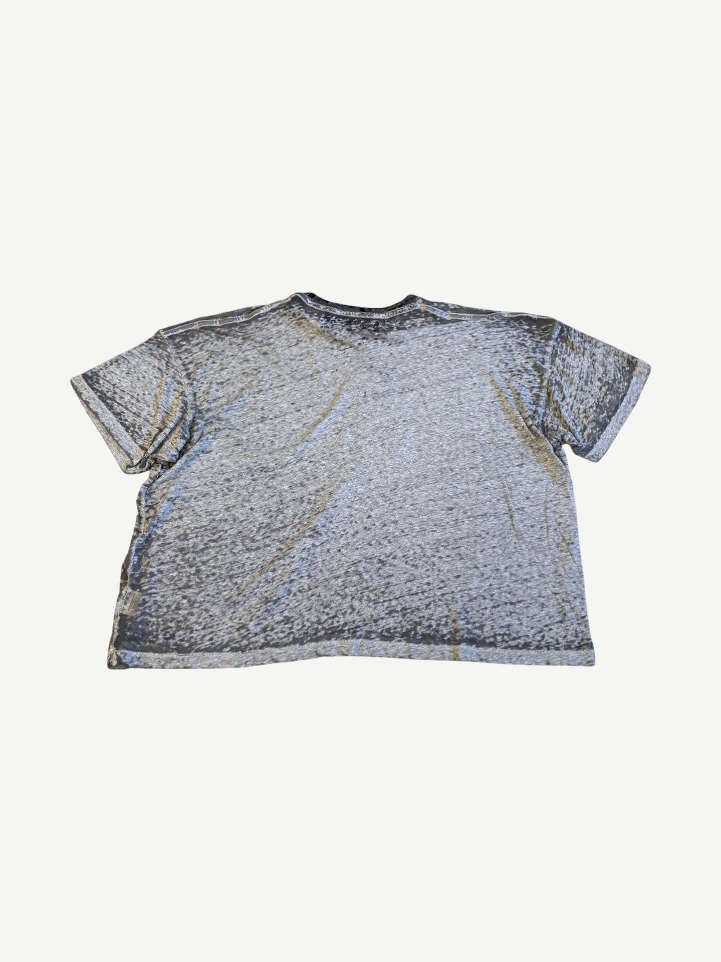 Back view of Paly Hollywood seasonal logo tee in heather grey cotton with blank rear panel and clean hem.