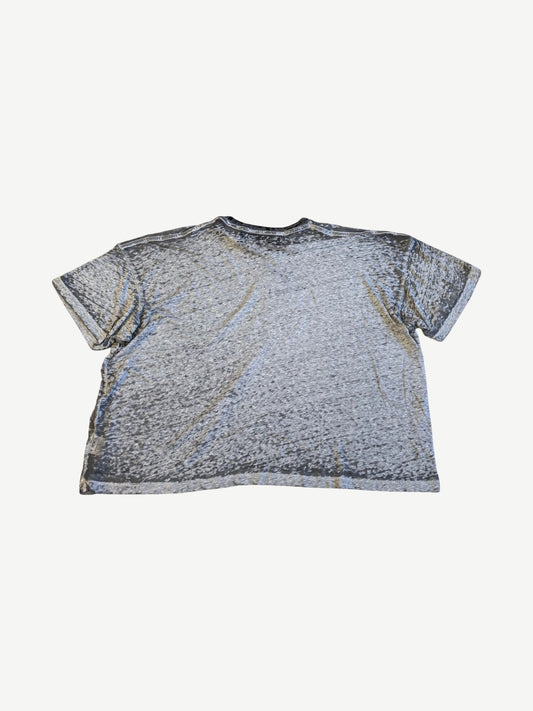 Back view of Paly Hollywood seasonal logo tee in heather grey cotton with blank rear panel and clean hem.